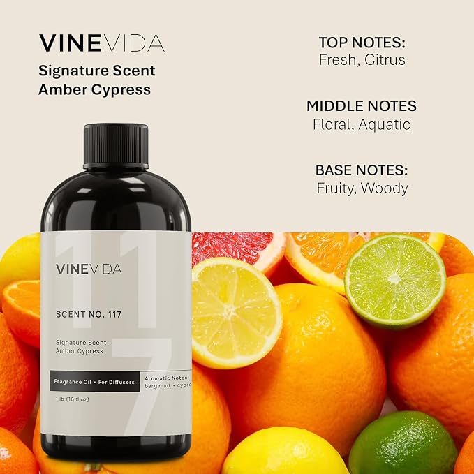 VINEVIDA [16 Oz] Inspired by: Amber Cypress; Diffuser Oil Refill | Premium Scent Diffuser Oil for Home | Non-Toxic Fragrance