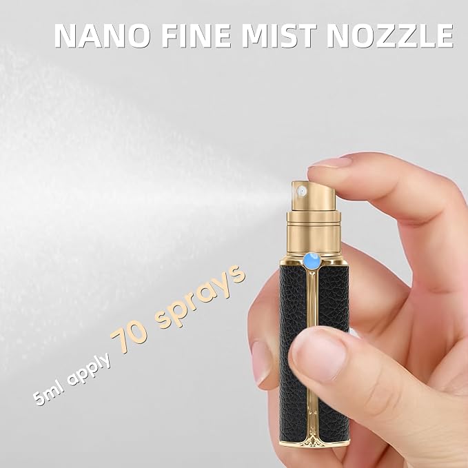 CF00BKS 5ml Leather Perfume Bottle Bottom Refillable Dispenser, Leak-Proof & Portable for Men & Women, Ideal for Travel, Gifting & Daily Use (BKS)