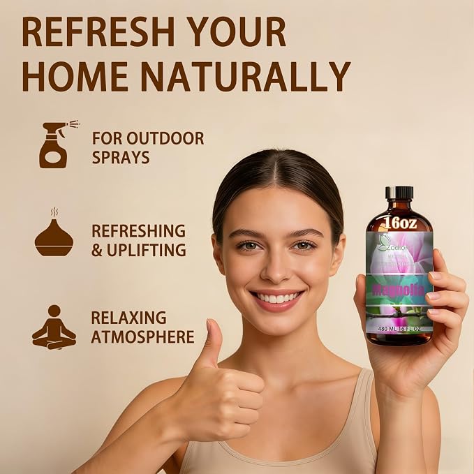 Magnolia Essential Oil - Magnolia Fragrance Oil for Diffuser, Massage, Humidifier, DIY Candle, Soap Making, Home, Bath, Yoga - 16 fl oz (480ml) - ZODION Essential Oils