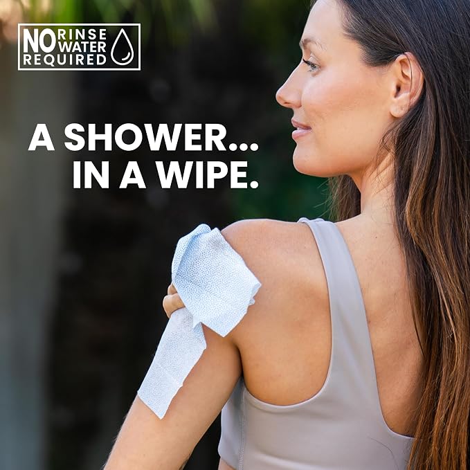 Super Fresh Shower Body Wipes, Travel Essentials for Camping, Large Citrus Wipes for Adults, Women, Men, Kids Personal Hygiene Cloth Enriched with Aloe and Vitamin E, Individually Wrapped 10 Pack