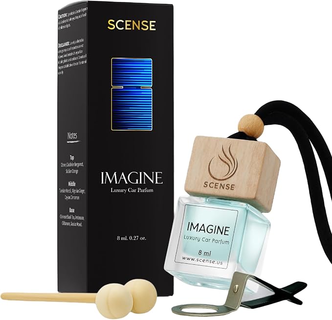 IMAGINE Luxury Car Air Freshener for Men | Perfume Style Car Fragrance Diffuser & Vent Clip | Odor Eliminating Fresh Car Smell Long Lasting Scent Refillable | Premium Car Scent by SCENSE