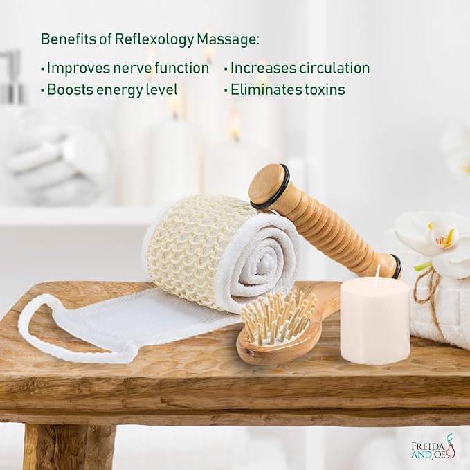 Wooden Massage & Reflexology Kit for Women at-Home Spa Kit for All-Over Body Relaxation & Rejuvenation with Fresh Cucumber Melon Aromatherapy Bath & Body Set Gift – Mother's Day Gift for Mom