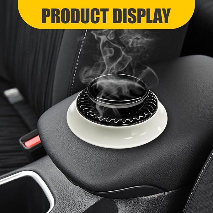 UFO Car Air Freshener Diffuser, Solar Powered Auto Rotary Aroma Diffuser, Long Lasting Aromatherapy Essential Oil Diffuser, Car Interior Decoration Accessories for Most Vehicles(White)