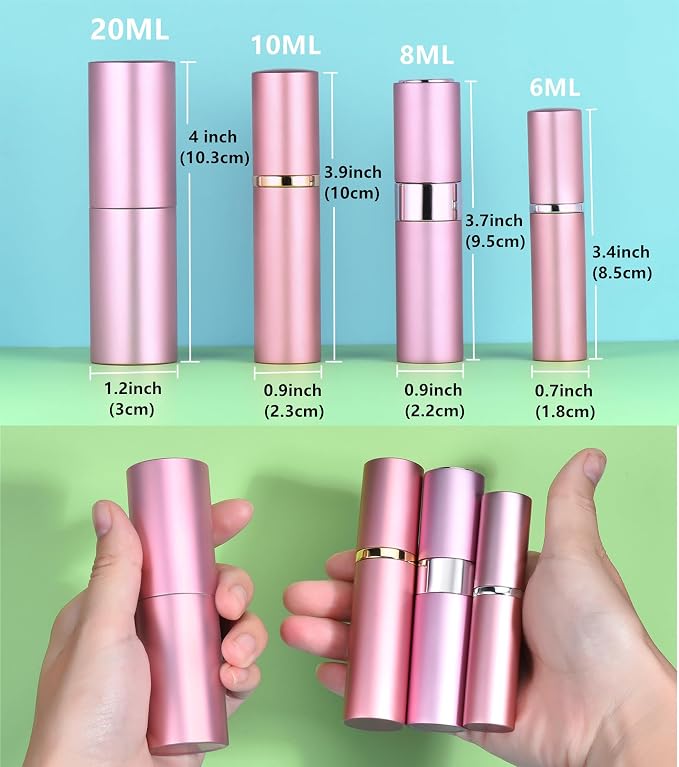 4 Pcs Mini Travel Perfume Bottle, 6/8/10/20ml Refillable Perfume Bottle Travel Size Cologne Sprayer for Men Women Fine Mist Perfume Atomizer Spray Bottle for Party Must