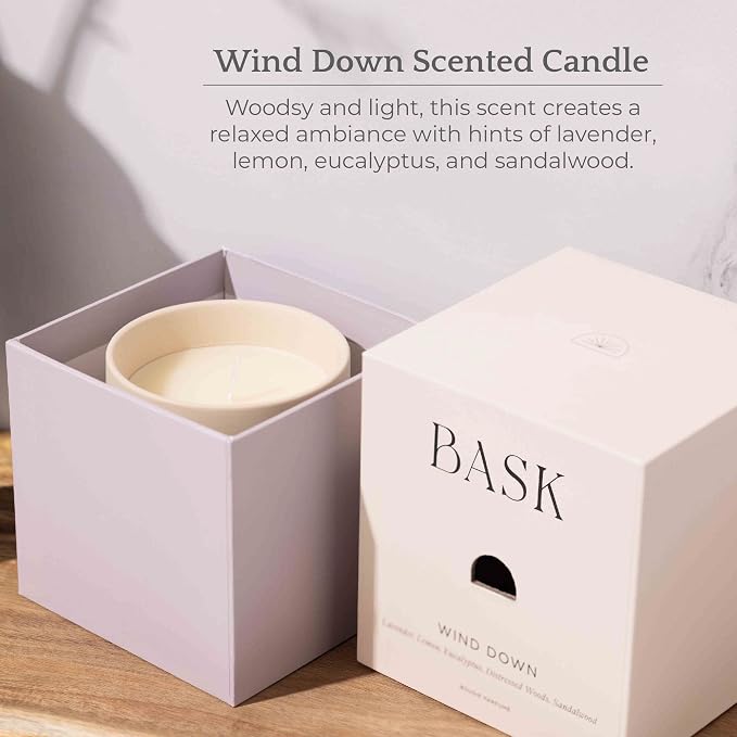 Relaxing Candles for Home by BASK - Scented Candles - Winter Candles - Gifts for Women and Men - Scent: Wind Down