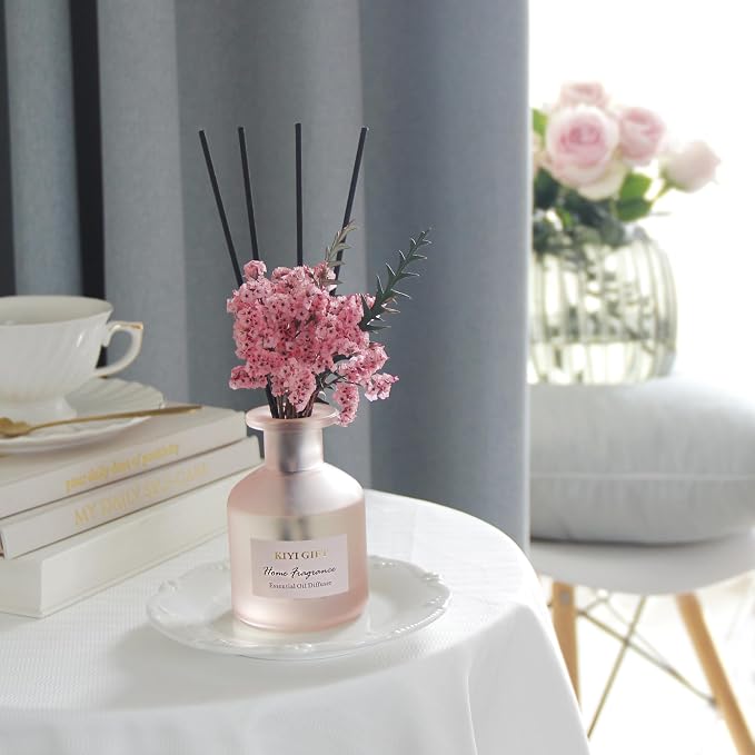 Reed Diffuser Set, Scent Diffuser with Sticks, Home Fragrance, Reed Diffuser for Bathroom, Shelf Decor, 4.06oz Jasmine Rose