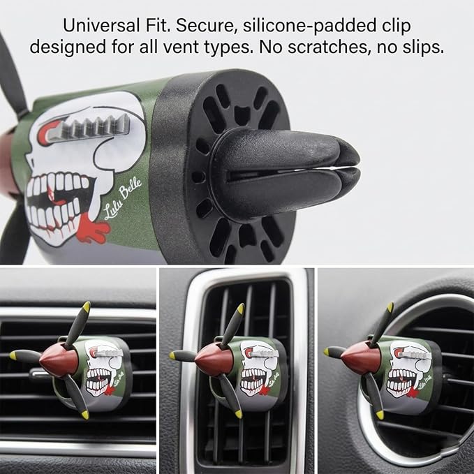 2PCS P-40 Warhawk Car Air Freshener with Spinning Propeller - Vent Clip Dashboard Decor for Men, Long Lasting Odor Eliminator & Aviation Gift (P40-LULU-2SET)