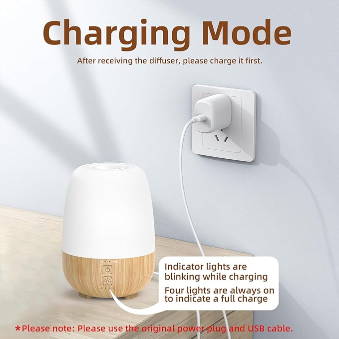 SEEDSEEL 150ML Cordless Essential Oil Diffuser, Built-in 6000mAH Rechargeable Battery, 7-Hour Runtime, 7 LED Color Changing Lights, Portable Aromatherapy Diffuser for Home,Office,Outdoor