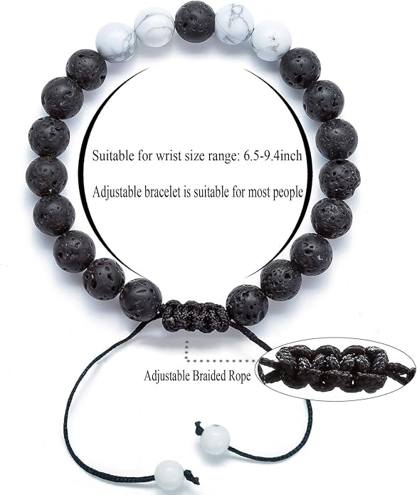 Men Women 8mm Lava Rock Aromatherapy Anxiety Essential Oil Diffuser Bracelet Braided Rope Natural Stone Yoga Gifts Beads Bracelet Bangle-21017