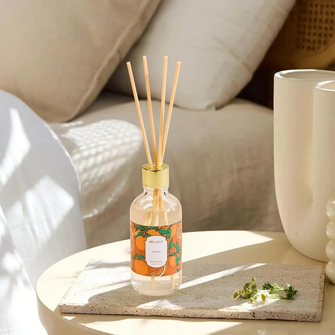 Airkeep Reed Diffuser Oil Set with Reed Sticks,Citrus Aromatherapy Oil Scent Diffuser for Home Office Bathroom Decoration Perfume and Gifts 3.38oz/100ml