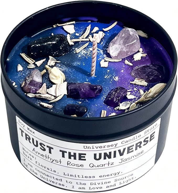 Manifestation Healing Chakra Candles, Energy Balance & Emotional Support Spiritual Candle for Law of Attraction Ritual, Empowering Women Gifts, Birthday & Graduation Present（Trust The Universe