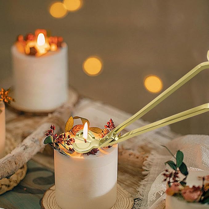 Candle Wick Trimmer, Stainless Steel Wick Clipper Cutter Scissor, Antique Candle Accessory Gift for Candles Lovers (Gold)
