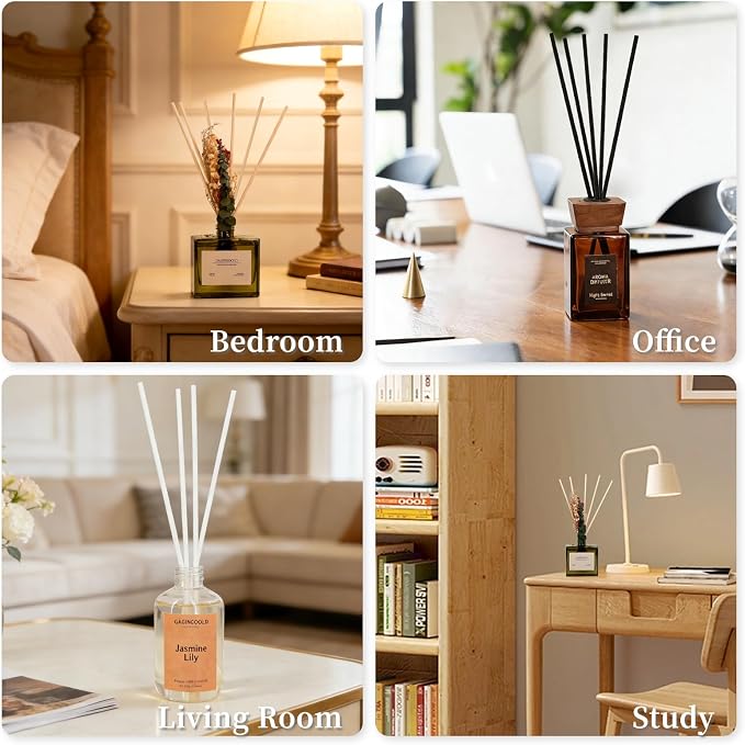 100 PCS Reed Diffuser Sticks, 11 Inch Fibre Diffuser Replacement Stick for Essential Oil Diffuser Refill, 4 mm Thick Aroma Diffuser Sticks for Home Office Bathroom Bedroom, Black