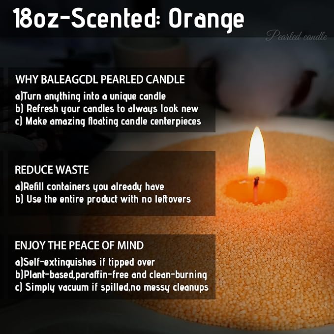 Golden Sunrise Pearled Candle – 18 oz Sun-Kissed Orange Scented Wax | 30 Wicks for 120-Hour Glow Refillable for Summer Energy & Mood Boost