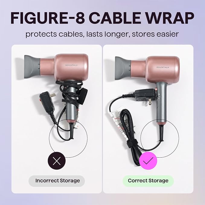 Wavytalk Blow Dryer with Diffuser, Blown Away Ionic Hair Dryer for Curly Hair with Comb, 1875W Fast Drying Blow Dryer with Ceramic Technology, 3 Attachments for All Hair Types, Light and Quiet, Purple