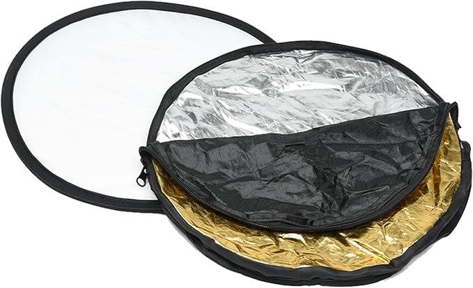 PhotoTrust Mini 5 in1 Pocket Reflector-Super Portable Reflector 12"/30cm Collapsible Multi-Disc Photography Light Reflector Diffuser-Silver/Gold/Black/White/Translucent for Studio/Macro Photography