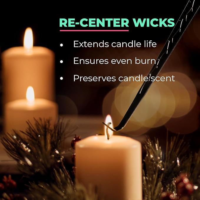 VViViD Candle Accessory Set, Contains Wick Trimmer, Candle Snuffer, and Wick Dipper, Black Stainless Steel
