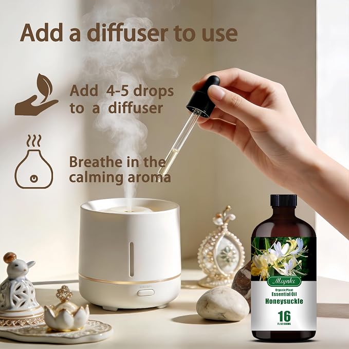 Honeysuckle Essential Oil, Honeysuckle Oil for Diffuser, Humidifier, DIY Candle, Soap, Floral Scent, Home, Gift Ready,Honeysuckle Fragrance Oil - MLYNKL Essential Oils (16.33 fl oz / 490ml)