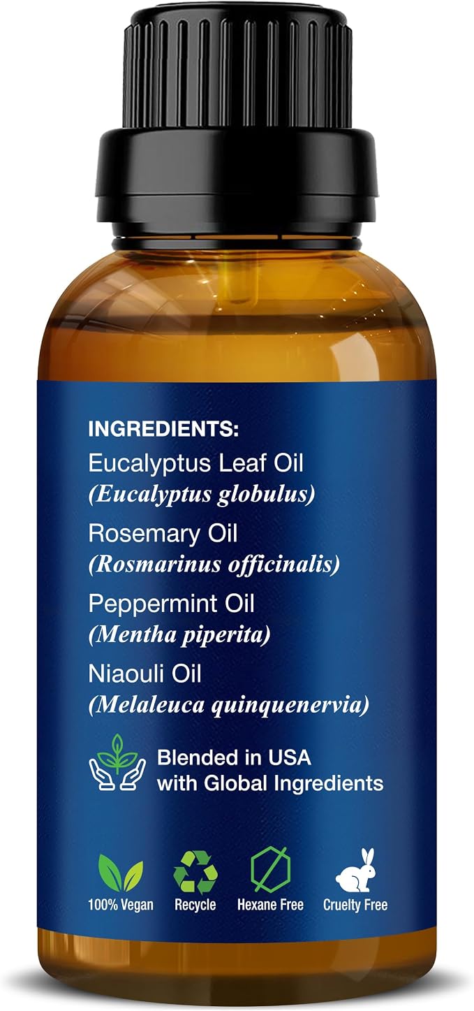 Breathe Essential Oil Blend 30 ml - Breath Sinus Relief with Menthol Oils - for Humidifiers, Diffusers, and Aromatherapy - Nexon Botanics