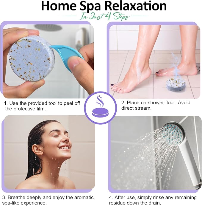 Shower Steamers Aromatherapy Birthday Gifts for Women - 8 Pcs Mothers Day Gifts for Mom Wife Daughter Grandma, Self Care with Natural Essential Oils Relaxation Home Spa Gift Set (Purple)