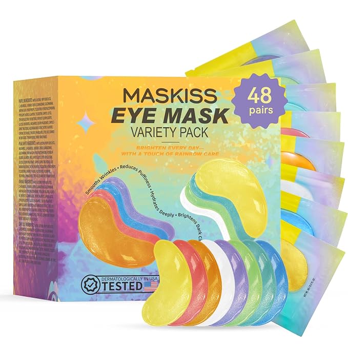 Maskiss Under Eye Patches Variety Pack (48 Pairs), Eye Masks for Dark Circles Puffy Eyes With 8 Colors (6 Pairs/Color), Vegan Skin Care Gifts for Women