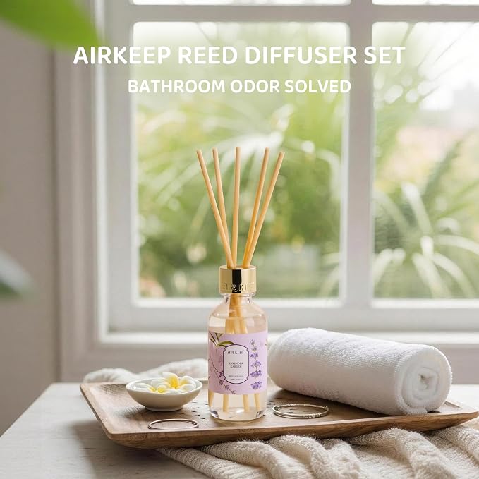 Airkeep Reed Diffuser Oil Set with Reed Sticks,Lavender Garden Aromatherapy Oil Scent Diffuser for Home Office Bathroom Decoration Perfume and Gifts 3.38 oz/100ml