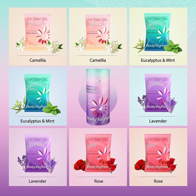 BodyRefresh Shower Steamers Aromatherapy 8 Pack - Birthday Gifts for Women, Mothers Day Gifts for Mom Wife from Daughter, Shower Bombs for Stress Relief, Spa Gifts for Women
