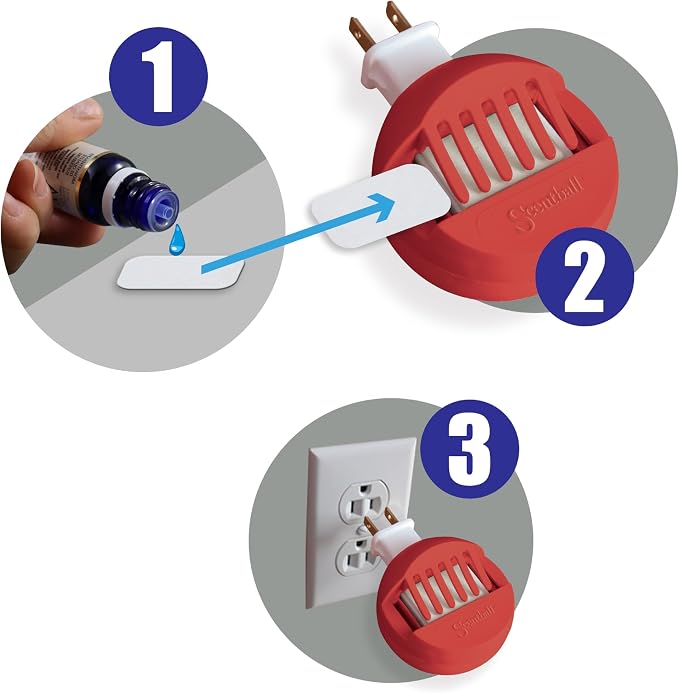 Scentball Plug-in Waterless & Cordless Aromatherapy Diffuser (Red) with 5 Refill Pads, 1 Count