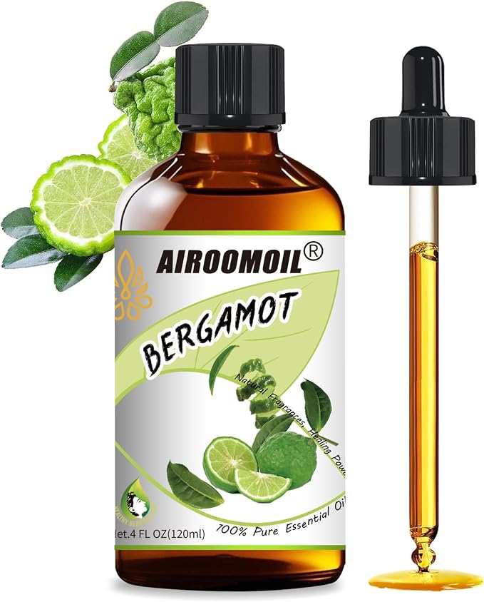 Pure Bergamot Essential Oil – 100% Natural Citrus Oil for Diffuser, DIY Candles, Soap Making, Massage & Aromatherapy, 4 fl oz (120 ml) Large Capacity – Fresh Uplifting Scent