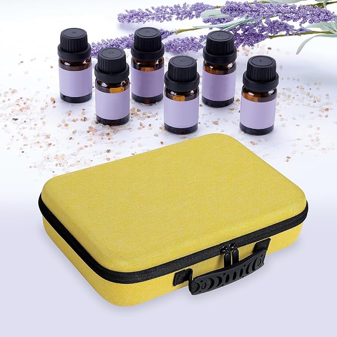 Essential Oils Carrying Case Holds 60 Bottles with Detachable Pad,Yellow