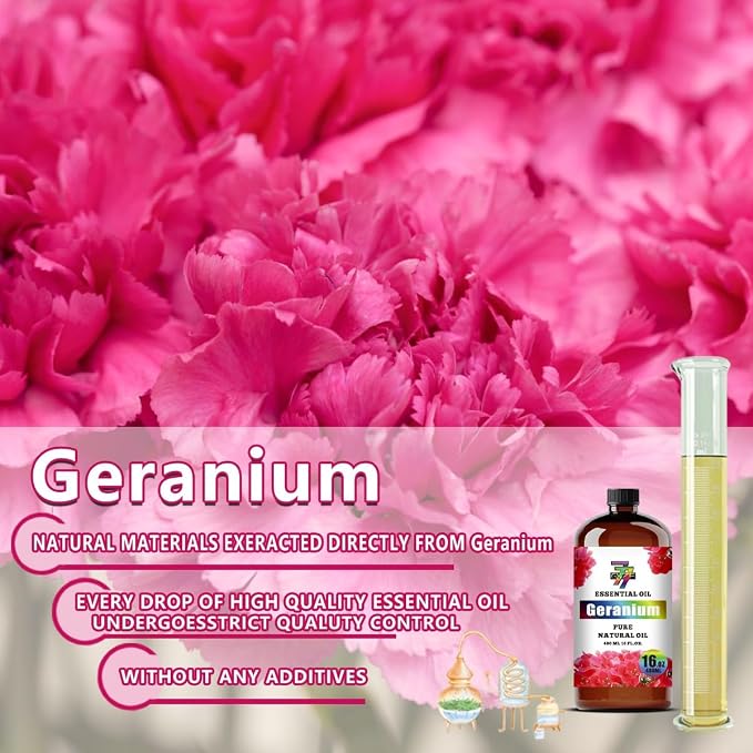 Geranium Essential Oil, Geranium Oils, for Diffuser, Skin, Humidifier, DIY Candles, Soap, Yoga, Massage, Gift, Essential Oil, GV77ZF Geranium Fragrance Oil - 16 fl oz (480 ml)