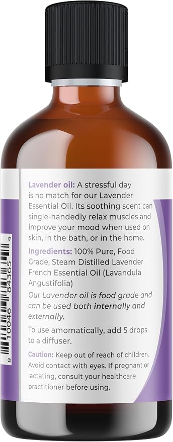 Viva Doria Lavender Essential Oil, 100% Pure, Natural Essential Oil, Undiluted, for Aromatherapy | Food Grade, 118 mL (4 Fluid Ounce)