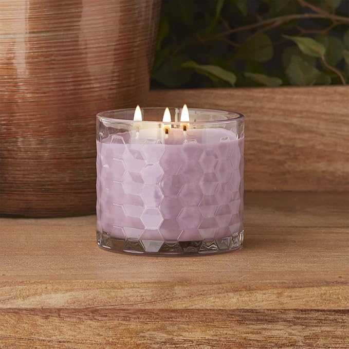 Root Candles Scented Candles Honeycomb Glass Premium Handcrafted Beeswax Blend 3-Wick Candle, 12-Ounce, Lavender Vanilla