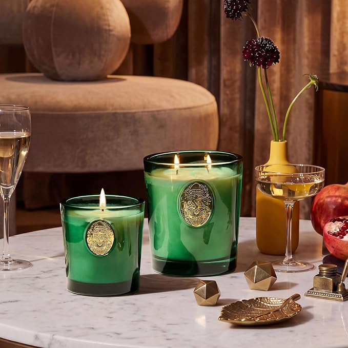 M&SENSE Large Two-Wick Soy Candle | Eucalyptus Cedarwood& Emerald Green | 19.8 oz, 120H Burn Time | Luxury Scented Candle for Relaxation, Gifting, Home Décor | Ideal for Bedroom, Office