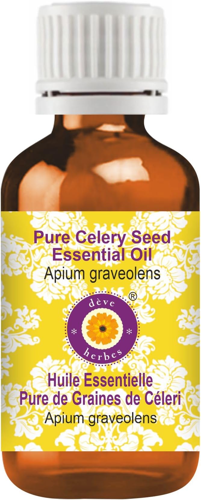 Deve Herbes Pure Celery Seed Essential Oil (Apium graveolens) Steam Distilled 100ml (3.38 oz)