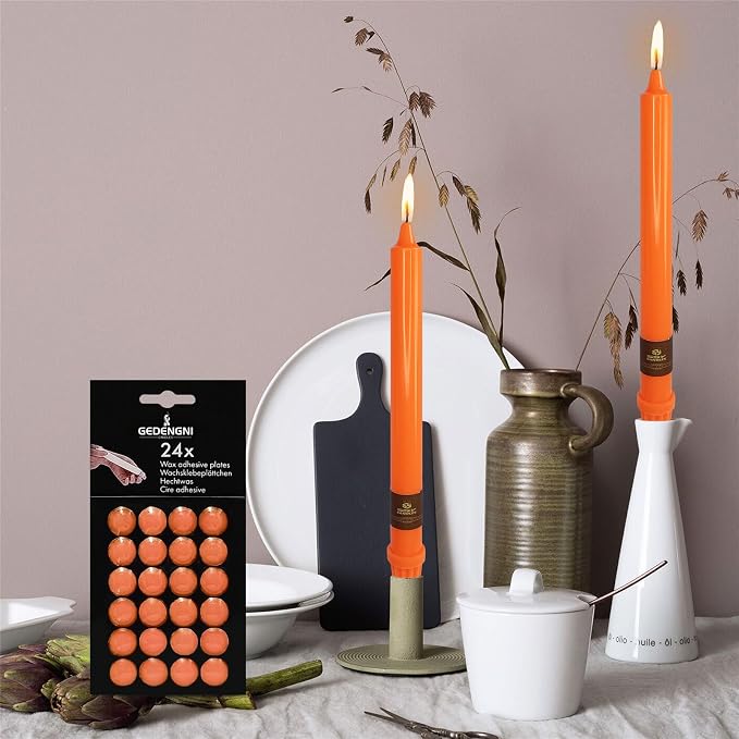Taper Wax Dots - 24pcs Spiral Sticky Dots White Adapter Small Candles Adhesive, Soft Wax for Any Holder Accessories - Orange