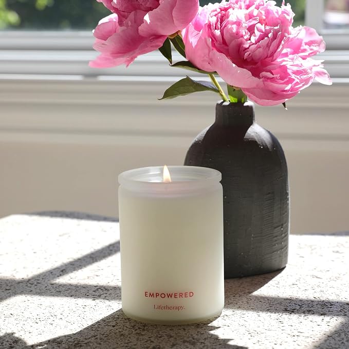 Lifetherapy Empowered Scented Soy Candle, 75-Hour Burn, 10 Oz | Natural soy wax scented candles for home with clean burn, jar candle design, and long lasting fragrance