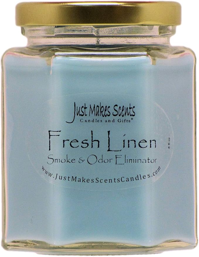Fresh Linen Scented Smoke and Odor Eliminator Candle - Odor Eliminating Scented Candles for Home - Neutralizes Cigarette, Food, and Pet Smells - Hand Poured in The USA