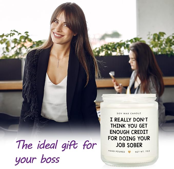 SteadStyle Best Boss Gifts for Women & Men, Birthday Gift for Boss Lady, Work Bestie, Leaving Farewell Gifts for Coworkers, Manager, Friend - Handmade Lavender Scent Natural Soy Wax Candle (7oz)