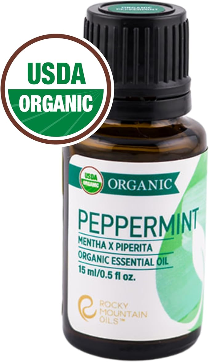 Rocky Mountain Oils Organic Peppermint Essential Oil 15ml – 100% Pure, USDA Organic, for Aromatherapy & Topical Use