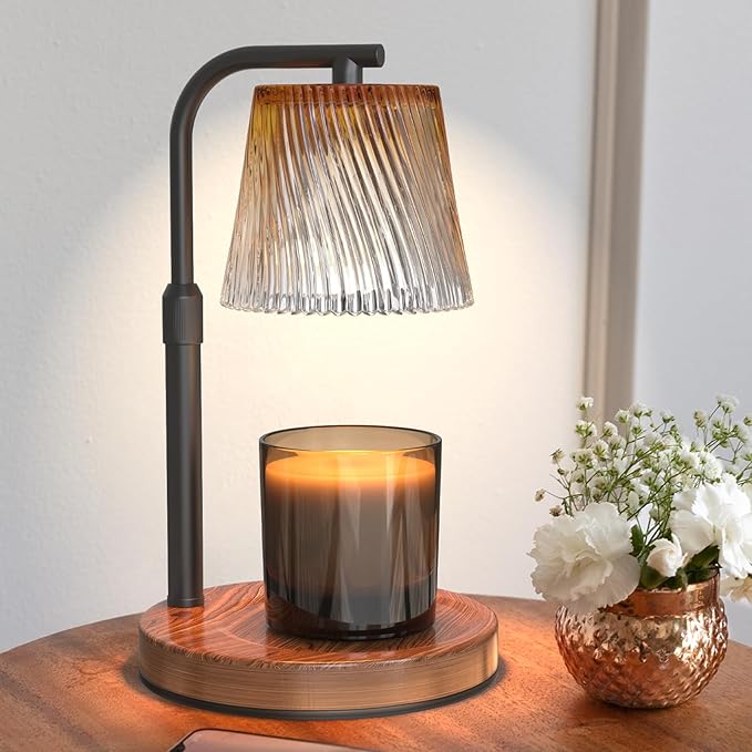 Candle Warmer Lamp with Timer: Flower Candle Lamps Height Adjustable Wax Melt New Home Decor House Warming for Women, Modern