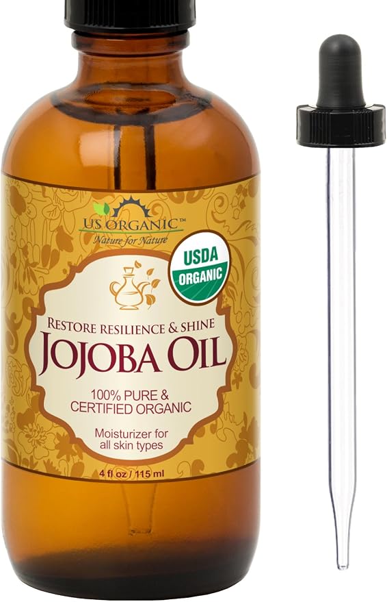 US Organic Jojoba Oil, USDA Certified Organic,100% Pure & Natural, Cold Pressed Virgin, Unrefined, Haxane Free, Sourced from Middle East Directly (Medium (4oz, 115ml))