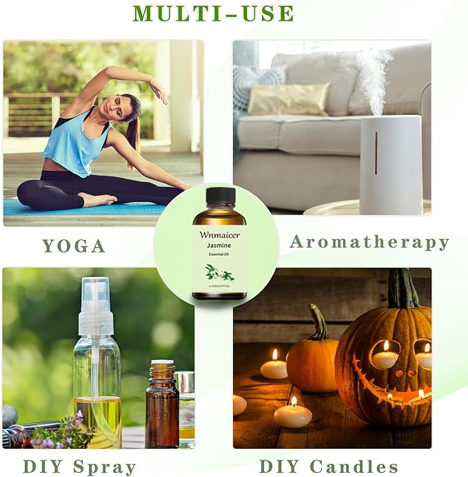Jasmine Essential Oil 4 Oz, Premium Jasmine Oil for Massage Oil, Skin & Diffuser and Aromatherapy 120 mL