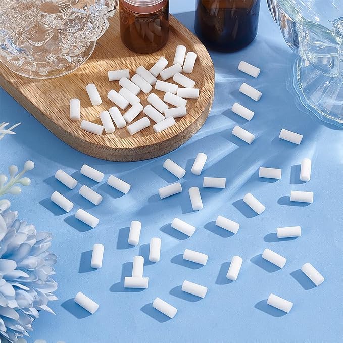 PH PandaHall 150pcs Diffuser Necklace Refill Sticks Scent Essential Oil Diffuser Sticks Replacement, 9x4mm White Fibre Cotton Core Absorbent Mini Replacement Refill Sticks for Aroma Necklace