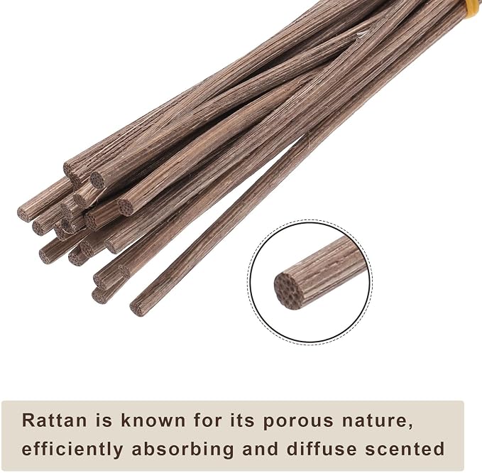 uxcell 20Pcs Wavy Rattan Reed Diffuser Sticks, 28cm/11 Natural Wooden Rattan Fragrance Diffuser Refill Sticks Replacement for Home, Bedroom, Hotel, Office, Bathroom Shelf Decor (Coffee)