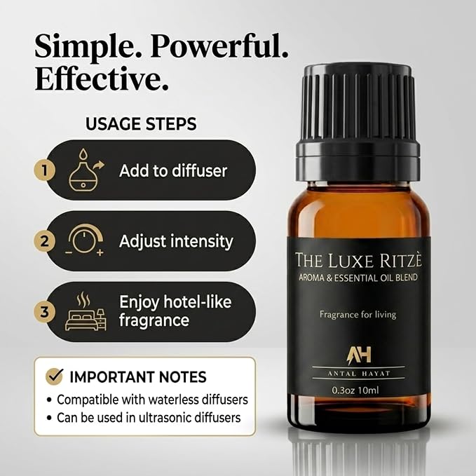 Hotel Diffuser Oil Inspired by The Ritz Carlton Hotel - Essential Oils for Humidifiers and Waterless Diffusers - Ritz Carlton Scent Diffuser Oil - Hotel Scents for Home - Glass Bottle & Dropper (10ml)