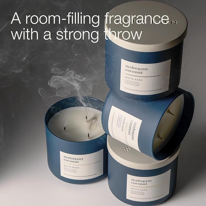 Bath & Body Works 3-Wick Candle, Mahogany Coconut Candle, Strong Throw, Long-Lasting Burn Up to 45 Hours, Exclusively Fragranced Soy Wax Blend, 14.5 oz - 1 Pack
