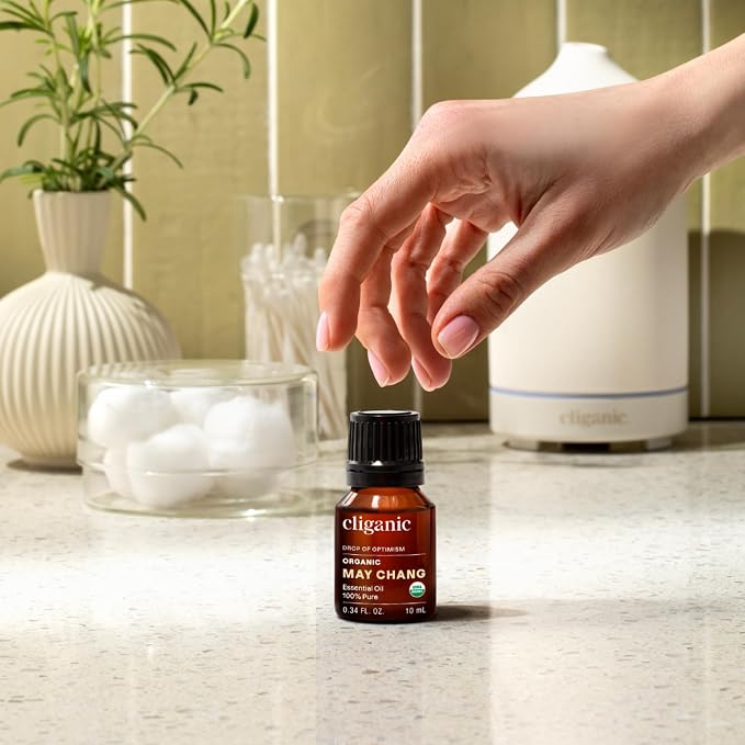 Cliganic May Chang Essential Oil, 100% Pure Natural for Aromatherapy | Non-GMO Verified