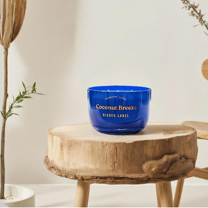 Coconut Breeze Scented Candle, 18oz Natural Soy Wax Non Toxic, 3-Wick Large Candles for Home, Up to 75Hours Long Lasting,Clean Burn Aromatherapy Candle for Home Decor and Housewarming Gifts