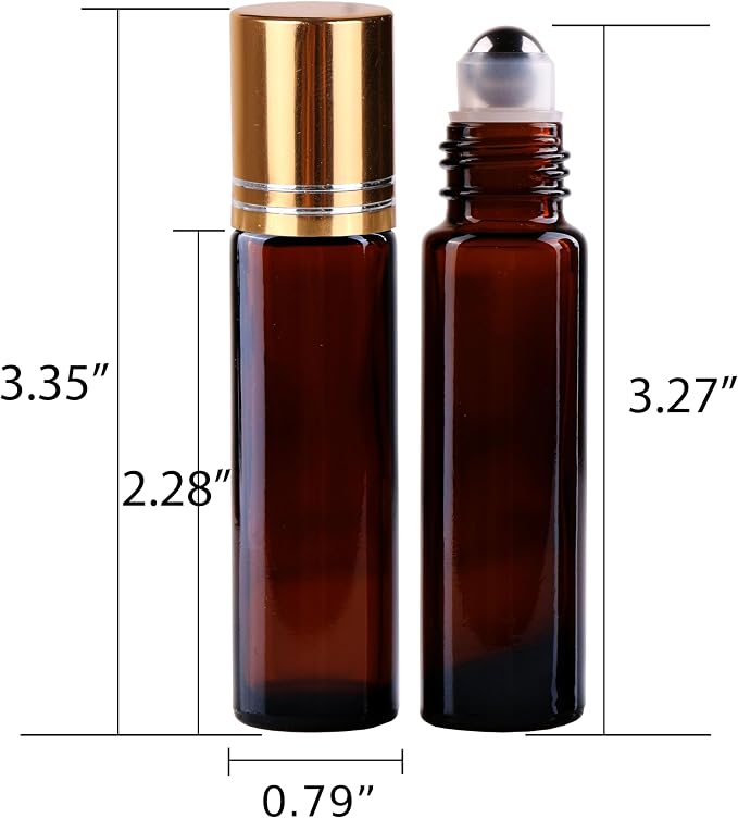 inice 100 10ml Amber Galss Roller Bottles Essential Oils Applicator With Stainless Steel Roller Balls Aluminium Alloy Cap
